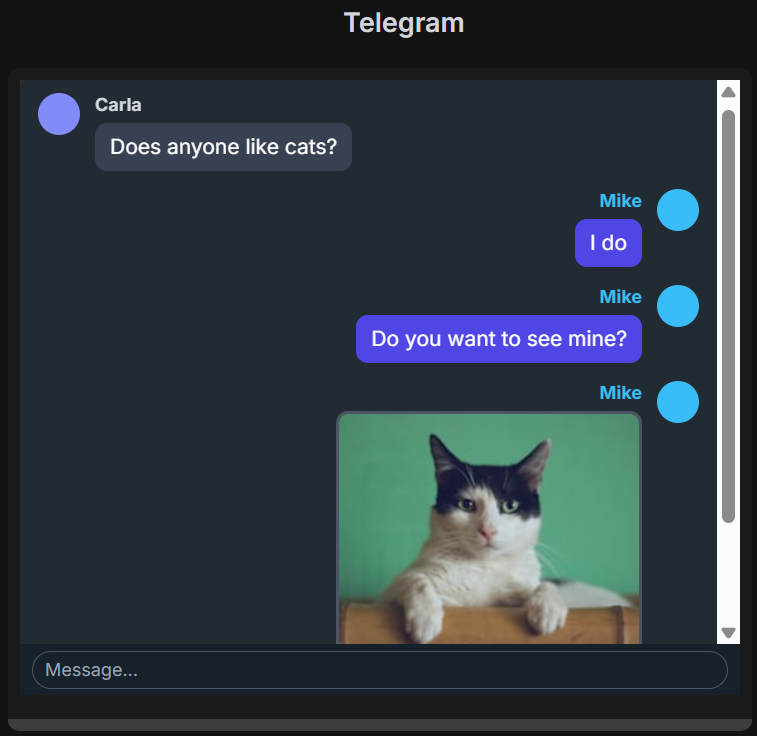 Telegram demo on mobile