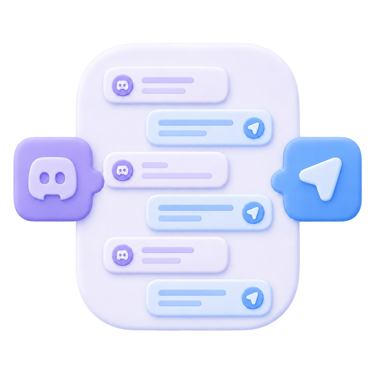 Discord and Telegram message flow illustration